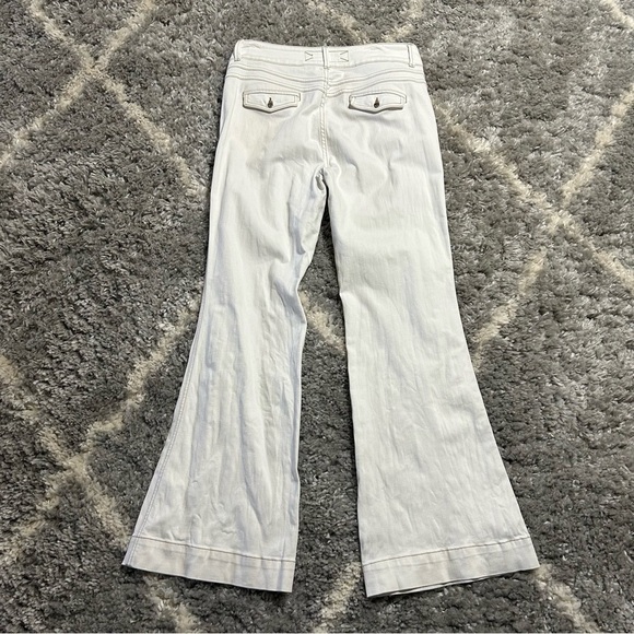 Karen Millen Contrast Stitch Wide‎ Leg Jeans in White sz 12 - Picture 3 of 3